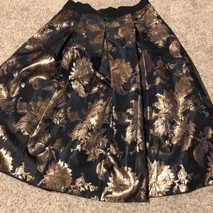 WHBM METALLIC-FLORAL FULL MIDI SKIRT Sz 14